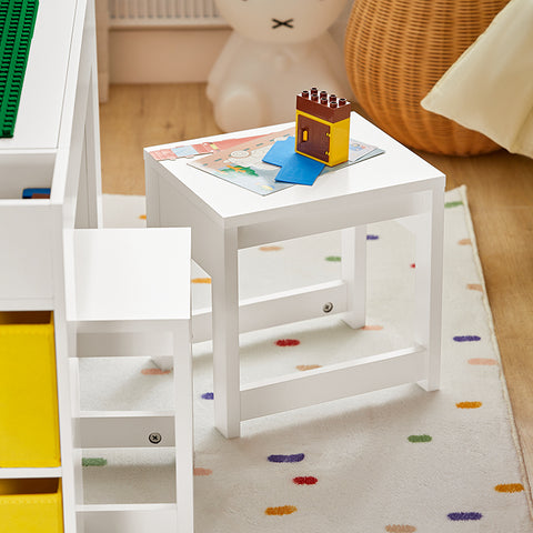 SoBuy | Kindertisch mit 2 Stühlen | Kindersitzgruppe | Spieltisch | Aktivitätstisch für Kinder | Weiß| KMB75-W