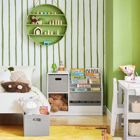 SoBuy | Kinderregal | Spielzeugregal | Bücherregal | Aufbewahrungsregal für Kinder | KMB76-W