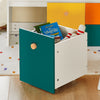 SoBuy | Spielzeugtruhe für Kinder | Sitzbank mit Sitzkissen | Aufbewahrungsbox mit Rollen | Bunt | KMB82-W