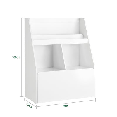 Vorverkauf | SoBuy | Kinderregal mit 1 Spielzeugtruhe | Bücherregal | Aufbewahrungsregal für Kinder | KMB83-W