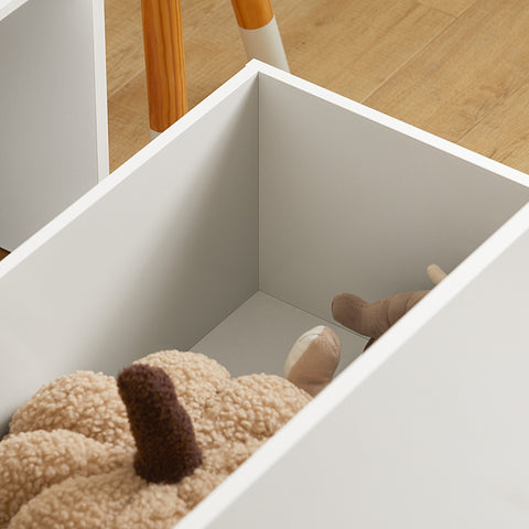 SoBuy | Kinderregal mit 1 Spielzeugtruhe | Bücherregal | Aufbewahrungsregal für Kinder | KMB83-W
