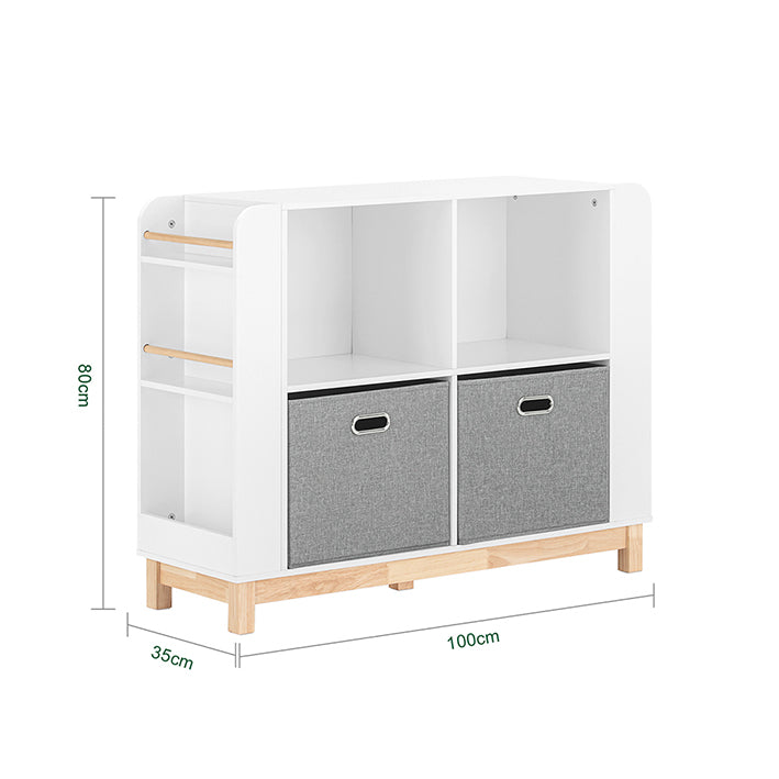 SoBuy | Kinderregal | Bücherregal | Aufbewahrungsregal für Kinder | Weiß-Natur | KMB85-W