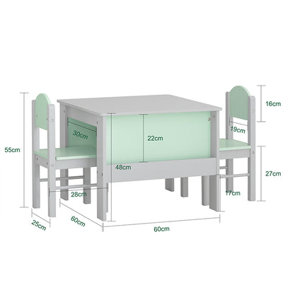 SoBuy | Kindertisch mit Stühlen | Kindersitzgruppe | Maltisch für Kinder | Hellgrau | KMB88-HG