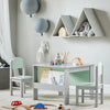 SoBuy | Kindertisch mit Stühlen | Kindersitzgruppe | Maltisch für Kinder | Hellgrau | KMB88-HG