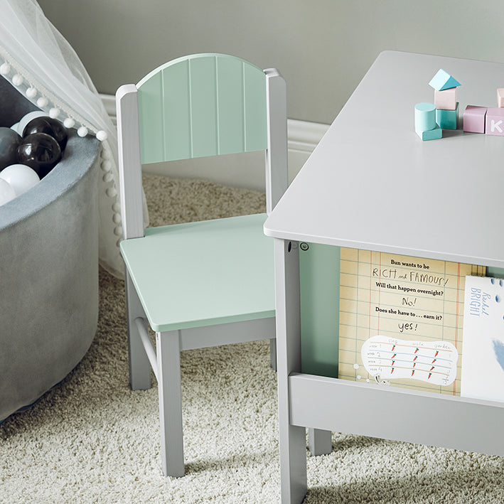 SoBuy | Kindertisch mit Stühlen | Kindersitzgruppe | Maltisch für Kinder | Hellgrau | KMB88-HG