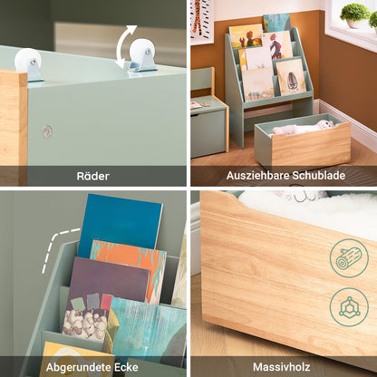 Vorverkauf | SoBuy | Kinder Bücherregal | Spielzeugtruhe | Aufbewahrungsregal Kinderzimmer | Grün-Natur| KMB95-GR