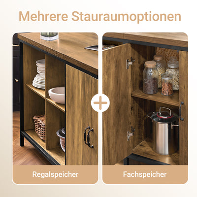 SoBuy Freistehende Kücheninsel Küchenschrank Multifunktionale Buffet für Wohnzimmer und Küche KNL01-F –