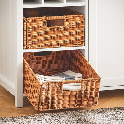 SoBuy KNL05-W Kücheninsel mit 2 Rattankörben freistehend Küchenschrank Highborad Kommode Schrank Sideboard Bartisch Esstisch Buffet Weiß BHT ca. 120x90x56cm –