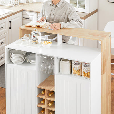 SoBuy | Kücheninsel | Küchenschrank | Sideboard | Bartisch | Esstisch | Weiß-Natur | KNL07-WN