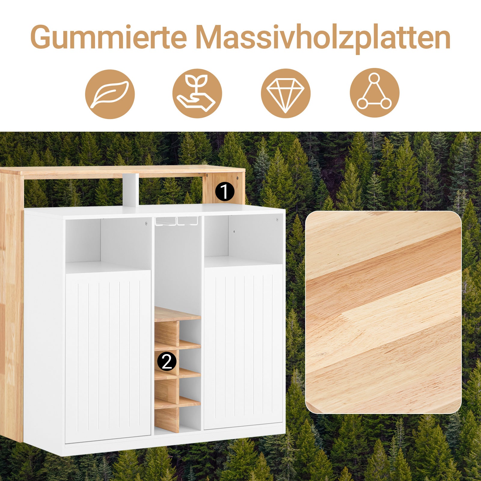 SoBuy | Kücheninsel | Küchenschrank | Sideboard | Bartisch | Esstisch | Weiß-Natur | KNL07-WN