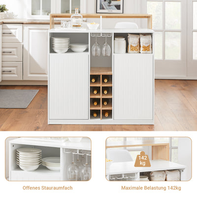 SoBuy | Kücheninsel | Küchenschrank | Sideboard | Bartisch | Esstisch | Weiß-Natur | KNL07-WN