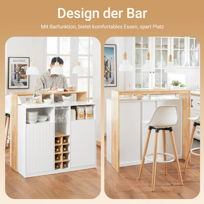 SoBuy | Kücheninsel | Küchenschrank | Sideboard | Bartisch | Esstisch | Weiß-Natur | KNL07-WN