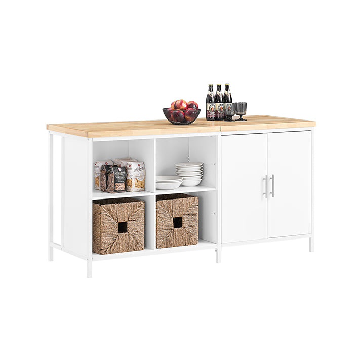 SoBuy | Kücheninsel | Sideboard | Küchenschrank | Kommode | Bartisch | Weiß-Natur | KNL09-WN