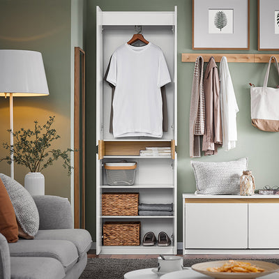 aufbewahrungs schrank SoBuy Kleiderschrank mit 2 Türen Hochschrank Küchenschrank Aufbewahrungsschrank mit 5 Fächern Mehrzweckschrank für Flur, Schlafzimmer, Abstellraum
