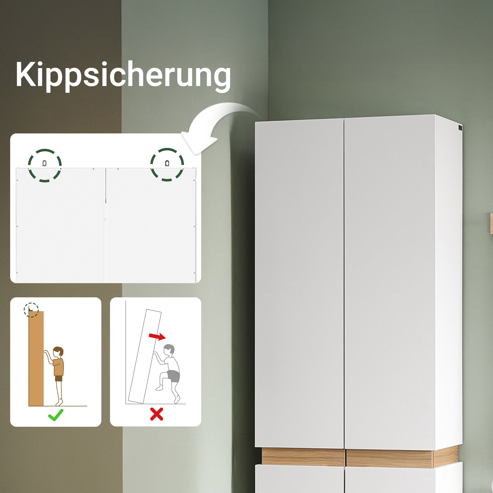 SoBuy | Kleiderschrank mit 2 Türen | Hochschrank | Aufbewahrungsschrank | Weiß | KSB01-W