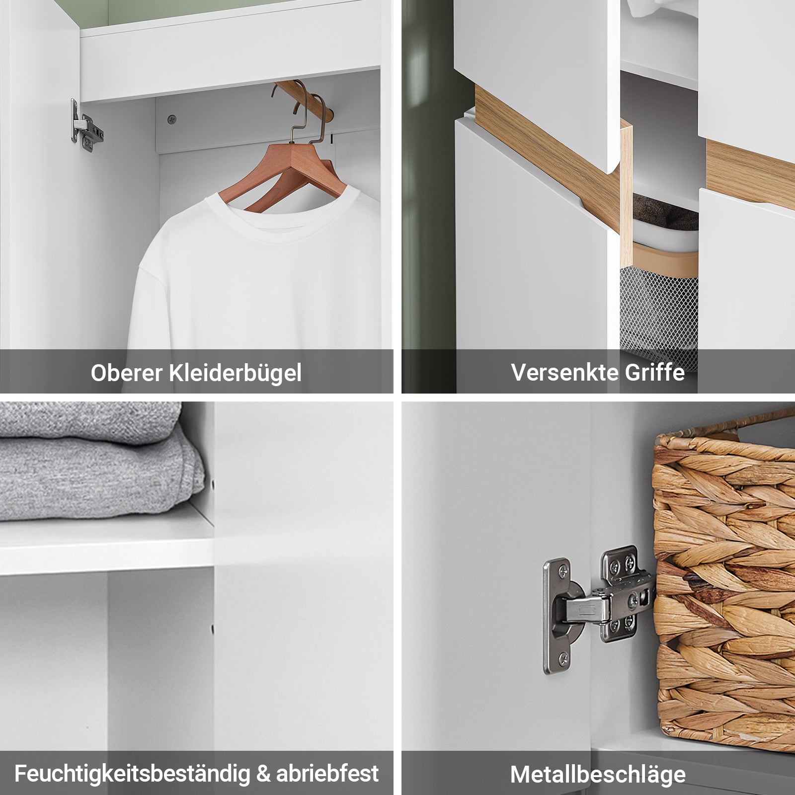 SoBuy | Kleiderschrank mit 2 Türen | Hochschrank | Aufbewahrungsschrank | Weiß | KSB01-W