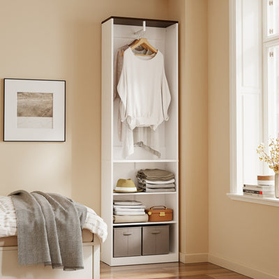 SoBuy | Kleiderständer | Kleiderschrank Weiß schmal mit Kleiderstange | White | KSB02-W
