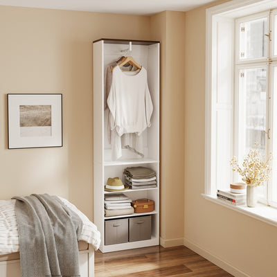 SoBuy | Kleiderständer | Kleiderschrank Weiß schmal mit Kleiderstange | White | KSB02-W
