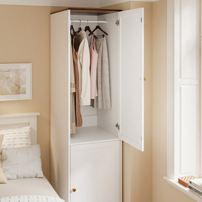 SoBuy | Kleiderständer | Kleiderschrank schmal mit 2 Drehtüren | White | 45×55×187 cm | KSB03-W