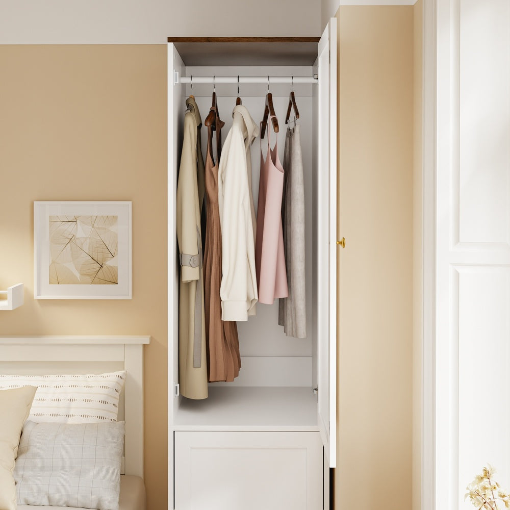 SoBuy | Kleiderständer | Kleiderschrank schmal mit 2 Drehtüren | White | 45×55×187 cm | KSB03-W