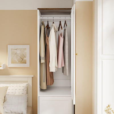 SoBuy | Kleiderständer | Kleiderschrank schmal mit 2 Drehtüren | White | 45×55×187 cm | KSB03-W