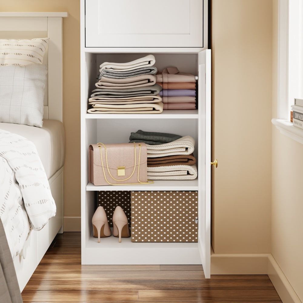 SoBuy | Kleiderständer | Kleiderschrank schmal mit 2 Drehtüren | White | 45×55×187 cm | KSB03-W
