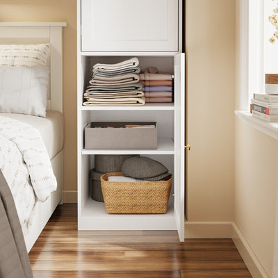 SoBuy | Kleiderständer | Kleiderschrank schmal mit 2 Drehtüren | White | 45×55×187 cm | KSB03-W