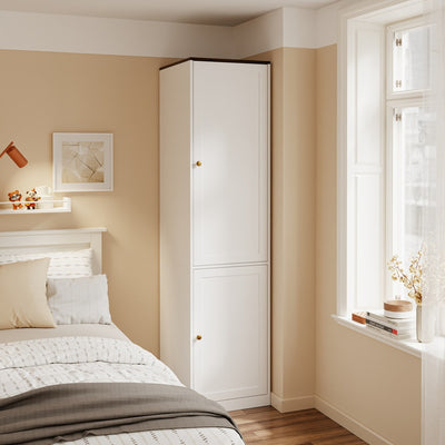 SoBuy | Kleiderständer | Kleiderschrank schmal mit 2 Drehtüren | White | 45×55×187 cm | KSB03-W