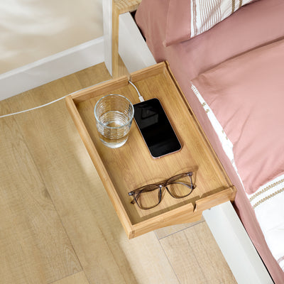 SoBuy | Bettablage | mit Kabelführung | Nachttisch Bambus | NKD01-N
