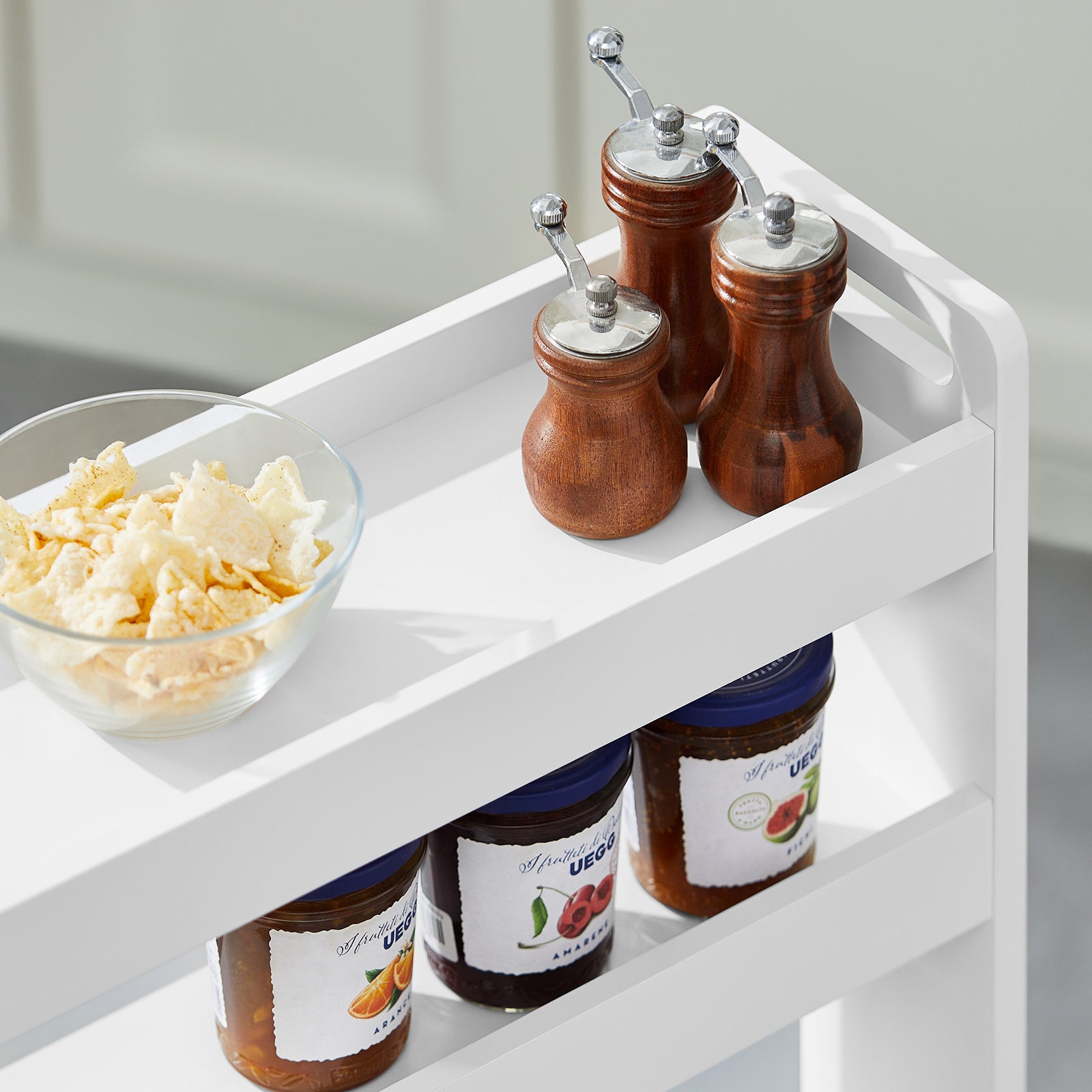 SoBuy | Nischenwagen 18cm breit | Badrollwagen | Küchenregal Weiß | NSR01-W