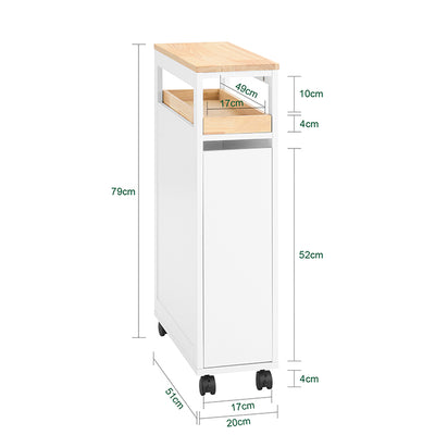 Vorverkauf | SoBuy | Nischenregal mit 3 Schubladen | schmales Küchenregal | Nischenwagen | NSR11-WN