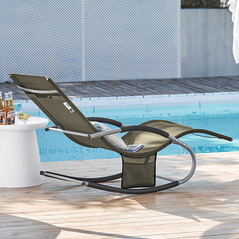 Sobuy | Zahrada Lounger | Sun Lounger s taškou | Ležící židle hnědá | OGS28-BR