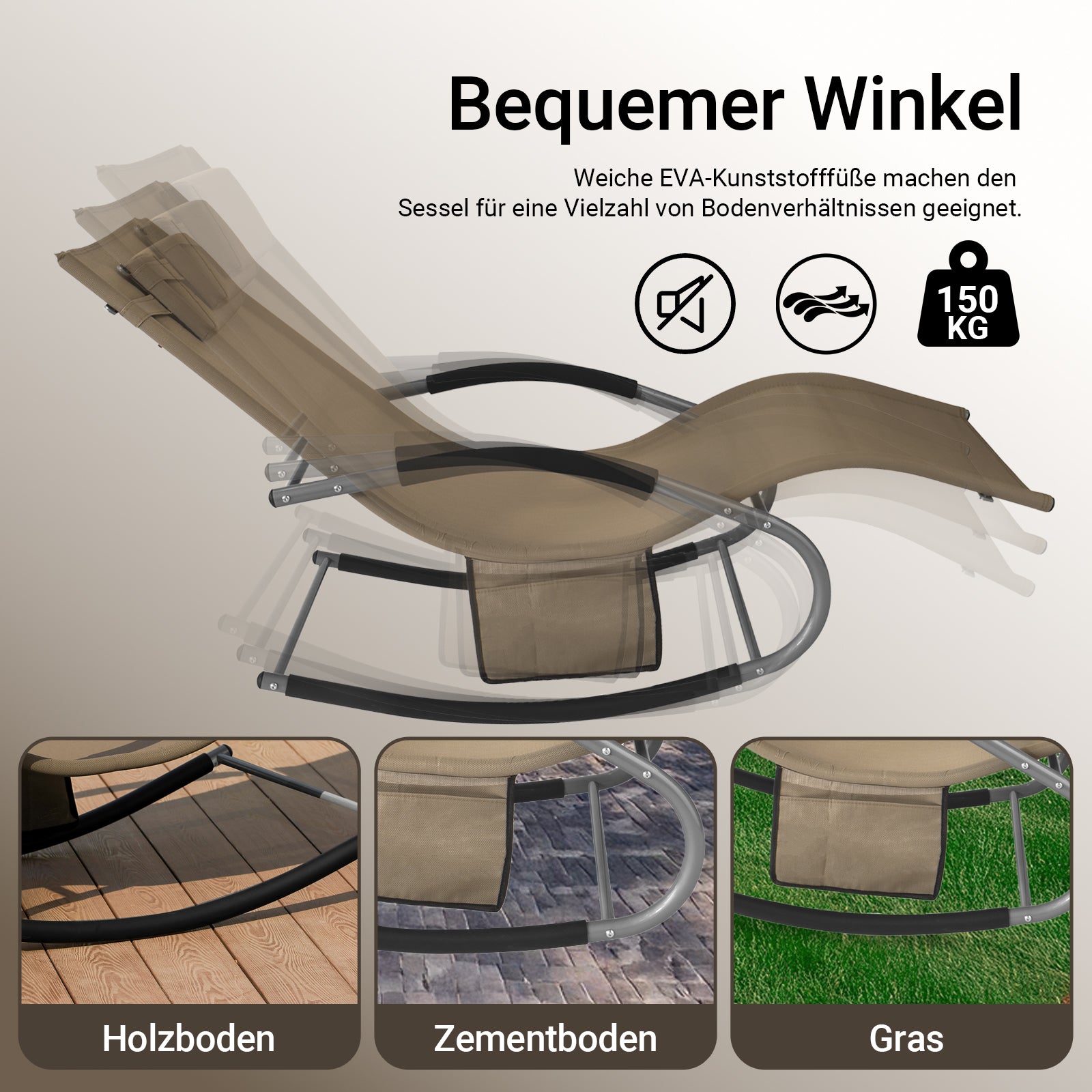 SoBuy Sonnenliege 2-er Set Liegestuhl für Gärten, Höfe 63x87x150cm Braun OGS28-BRx2