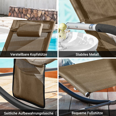 SoBuy Sonnenliege 2-er Set Liegestuhl für Gärten, Höfe 63x87x150cm Braun OGS28-BRx2