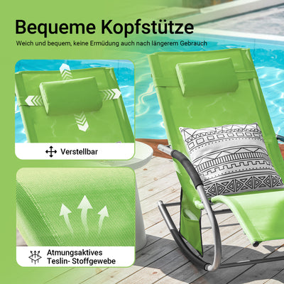 SoBuy Sonnenliege 2-er Set Liegestuhl für Gärten, Höfe 63x87x150cm Grün OGS28-GRx2