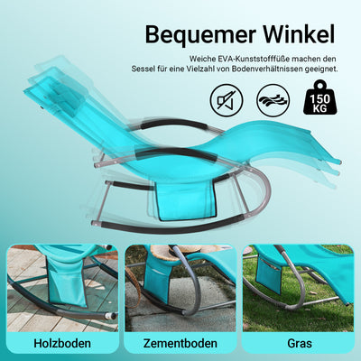 SoBuy Sonnenliege 2-er Set Liegestuhl für Gärten, Höfe 63x87x150cm Türkis OGS28-HBx2