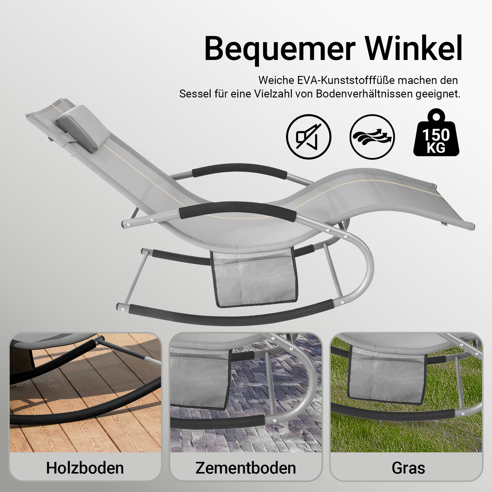 Vorverkauf | SoBuy Sonnenliege 2-er Set Liegestuhl für Gärten, Höfe 63x87x150cm Grau OGS28-HGx2