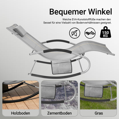 Vorverkauf | SoBuy Sonnenliege 2-er Set Liegestuhl für Gärten, Höfe 63x87x150cm Grau OGS28-HGx2