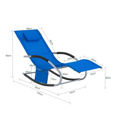 SoBuy Sonnenliege schaukel Liegestuhl für Gärten, Höfe 63x87x150cm Kleinblau OGS28-KB