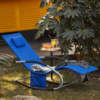 SoBuy Sonnenliege schaukel Liegestuhl für Gärten, Höfe 63x87x150cm Kleinblau OGS28-KB