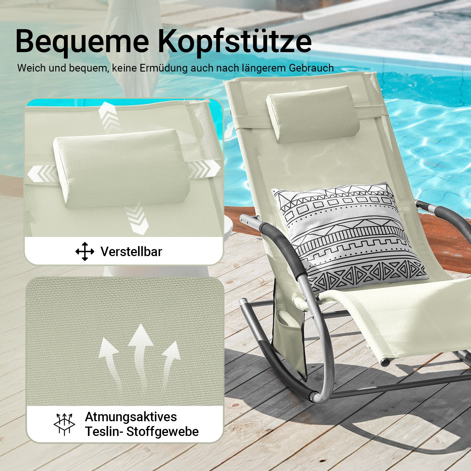 Vorverkauf | SoBuy Sonnenliege 2-er Set Liegestuhl für Gärten, Höfe 63x87x150cm Beige OGS28-MIx2