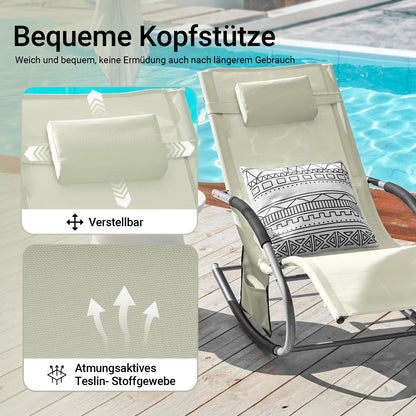 Vorverkauf | SoBuy Sonnenliege 2-er Set Liegestuhl für Gärten, Höfe 63x87x150cm Beige OGS28-MIx2