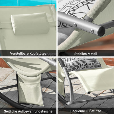 SoBuy Sonnenliege 2-er Set Liegestuhl für Gärten, Höfe 63x87x150cm Beige OGS28-MIx2