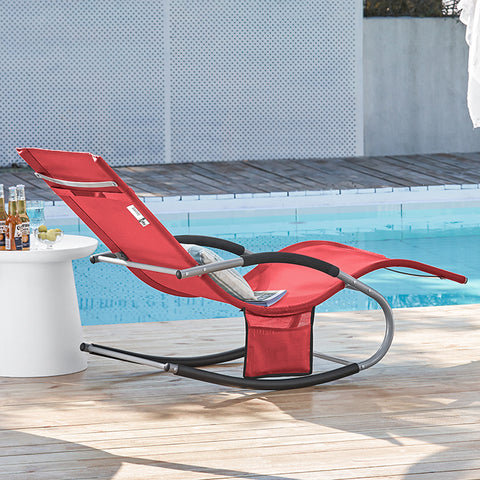 Sobuy | Zahrada Lounger | Sun Lounger s taškou | Červená židle červená | OGS28-R