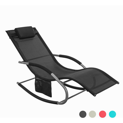 Sobuy | Zahrada Lounger | Sun Lounger s taškou | Zámek židle černá | OGS28-SCH