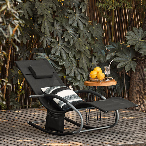 Sobuy | Zahrada Lounger | Sun Lounger s taškou | Zámek židle černá | OGS28-SCH