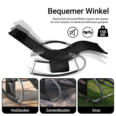 SoBuy Sonnenliege schaukel Liegestuhl für Gärten, Höfe 63x87x150cm Schwarz OGS28-SCH