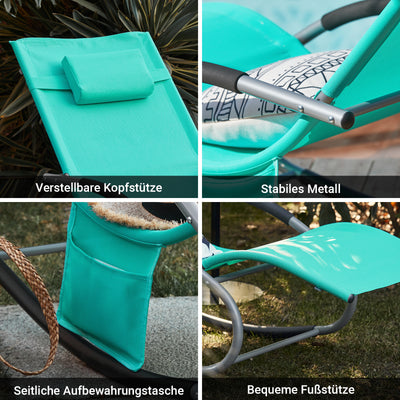 SoBuy Sonnenliege schaukel Liegestuhl für Gärten, Höfe 63x87x150cm Helltürkis OGS28-TB