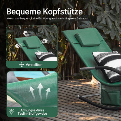 SoBuy Sonnenliege schaukel Liegestuhl für Gärten, Höfe 63x87x150cm Dunkelgrün OGS28-WD