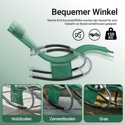 SoBuy Sonnenliege schaukel Liegestuhl für Gärten, Höfe 63x87x150cm Dunkelgrün OGS28-WD